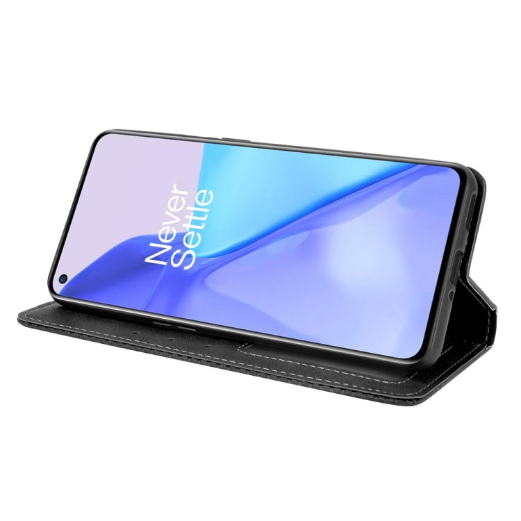 For OnePlus 9 (Europe and America Version) Magnetic Buckle Retro Crazy Horse Texture Horizontal Flip Leather Case with Holder & Card Slots & Photo Frame