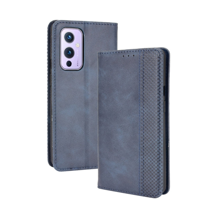 For OnePlus 9 (Europe and America Version) Magnetic Buckle Retro Crazy Horse Texture Horizontal Flip Leather Case with Holder & Card Slots & Photo Frame