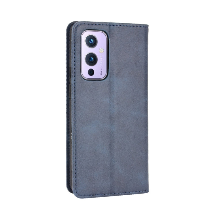 For OnePlus 9 (Europe and America Version) Magnetic Buckle Retro Crazy Horse Texture Horizontal Flip Leather Case with Holder & Card Slots & Photo Frame