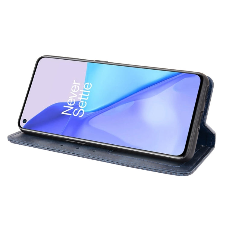 For OnePlus 9 (Europe and America Version) Magnetic Buckle Retro Crazy Horse Texture Horizontal Flip Leather Case with Holder & Card Slots & Photo Frame