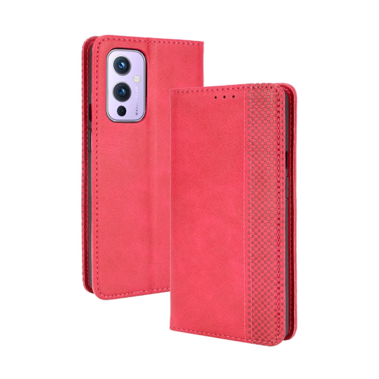 For OnePlus 9 (Europe and America Version) Magnetic Buckle Retro Crazy Horse Texture Horizontal Flip Leather Case with Holder & Card Slots & Photo Frame