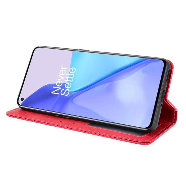 For OnePlus 9 (Europe and America Version) Magnetic Buckle Retro Crazy Horse Texture Horizontal Flip Leather Case with Holder & Card Slots & Photo Frame