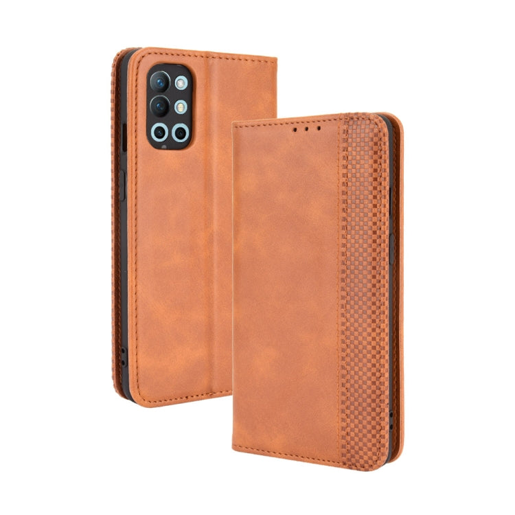 For OnePlus 9R Magnetic Buckle Retro Crazy Horse Texture Horizontal Flip Leather Case with Holder & Card Slots & Photo Frame