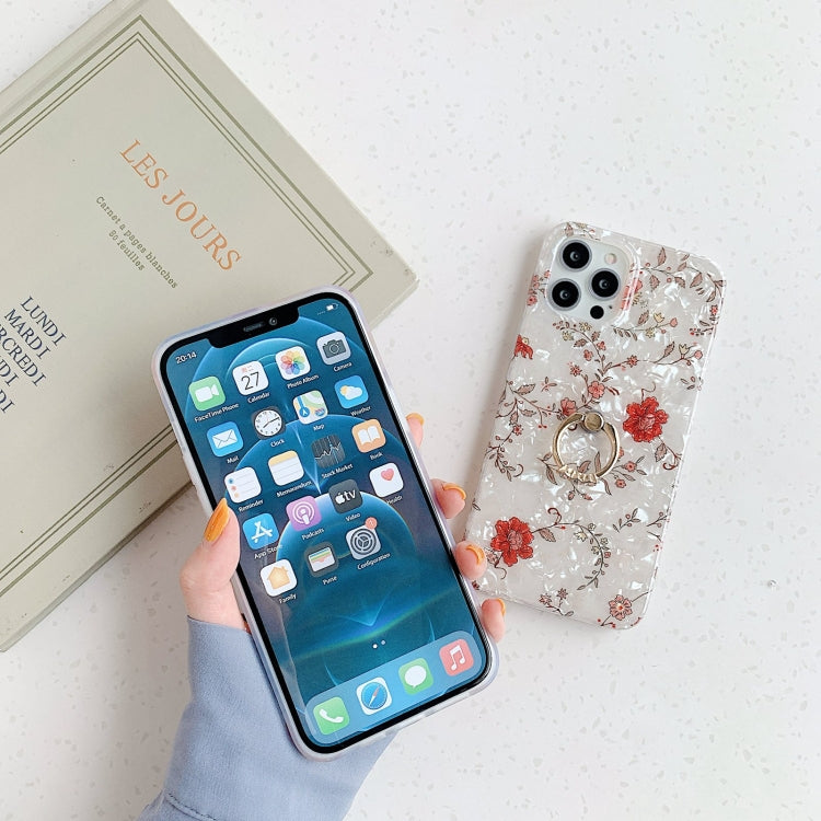 For iPhone 12 / 12 Pro Shell Pattern Protective Case with Rotating Holder