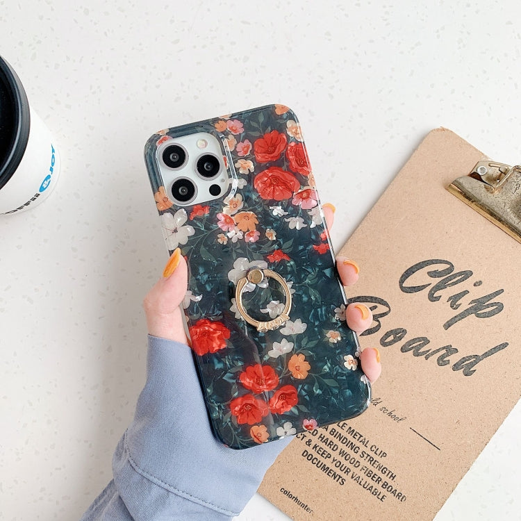 For iPhone 12 Pro Max Shell Pattern Protective Case with Rotating Holder