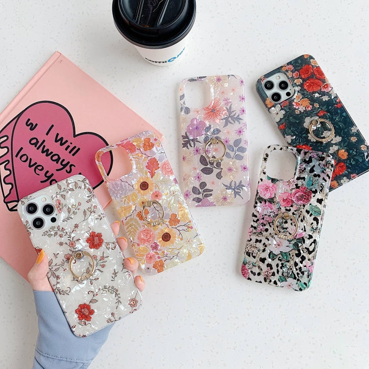 For iPhone 12 mini Shell Pattern Protective Case with Rotating Holder