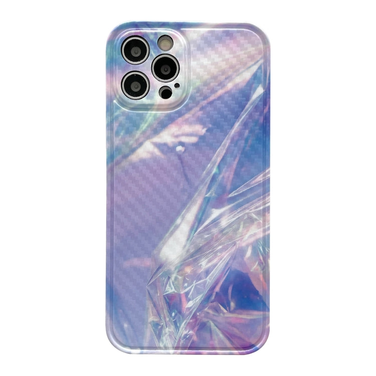 For iPhone 11 Pro Max Purple Gem Light Straight Edge IMD Carbon Fiber Protective Case