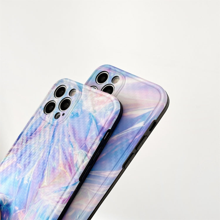 For iPhone 12 mini Purple Gem Light Straight Edge IMD Carbon Fiber Protective Case