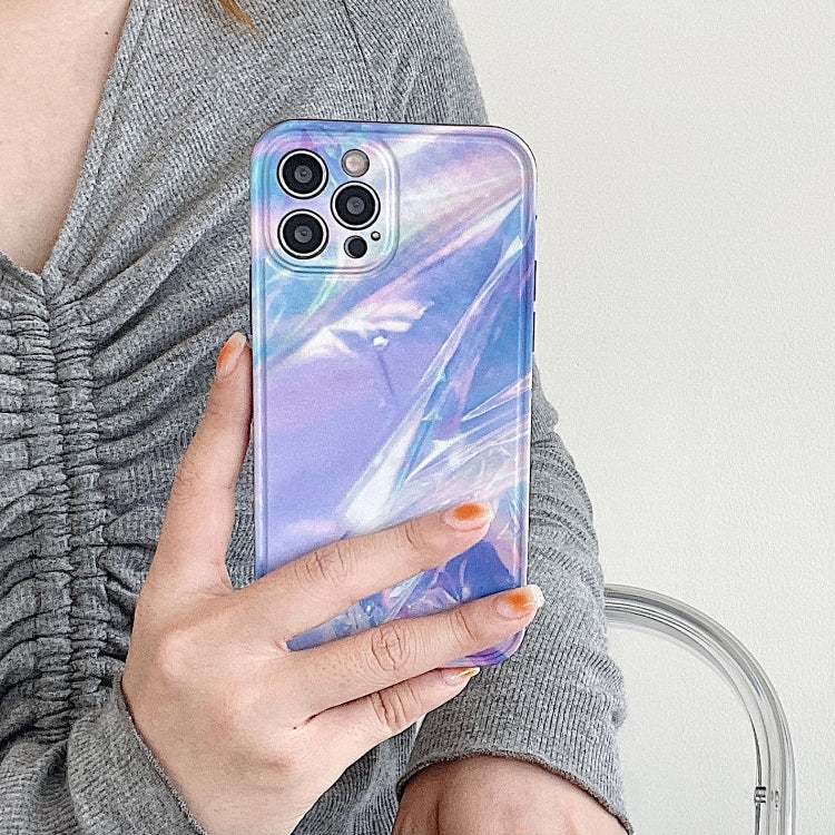 For iPhone 12 Purple Gem Light Straight Edge IMD Carbon Fiber Protective Case