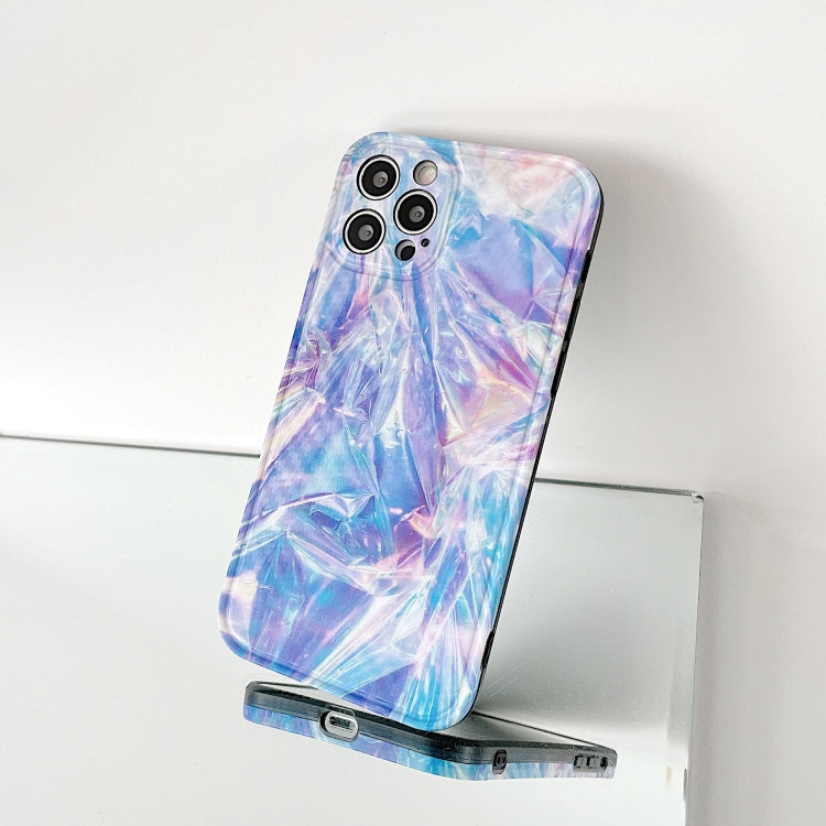 For iPhone 12 Pro Purple Gem Light Straight Edge IMD Carbon Fiber Protective Case