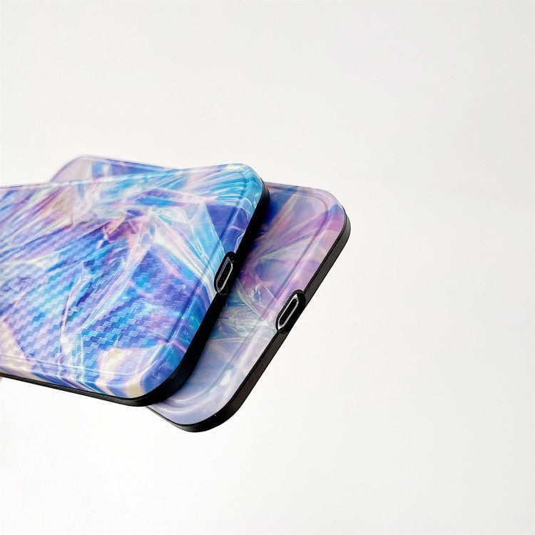 For iPhone 12 Pro Purple Gem Light Straight Edge IMD Carbon Fiber Protective Case