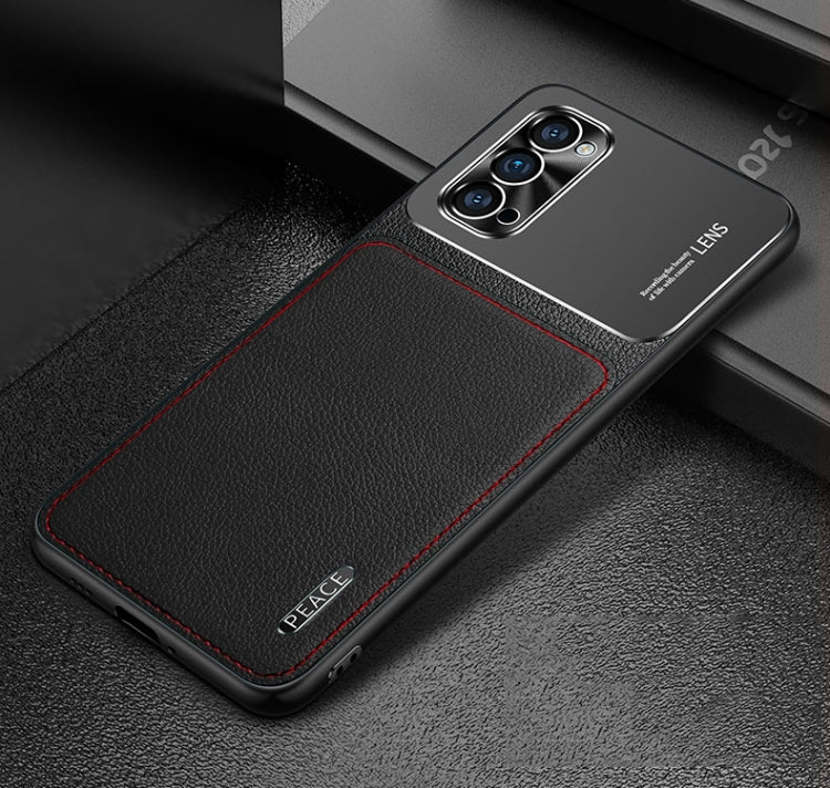 For OPPO Reno4 Pro Frosted Metal + Leather Texture Protective Case