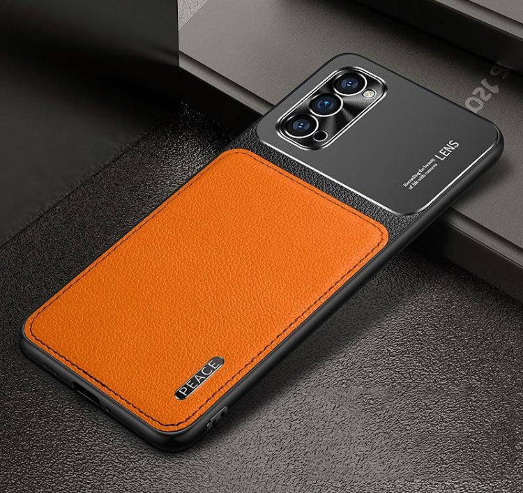 For OPPO Reno4 Pro Frosted Metal + Leather Texture Protective Case