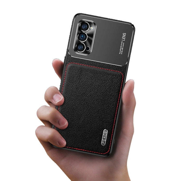 For OPPO Reno4 Pro Frosted Metal + Leather Texture Protective Case