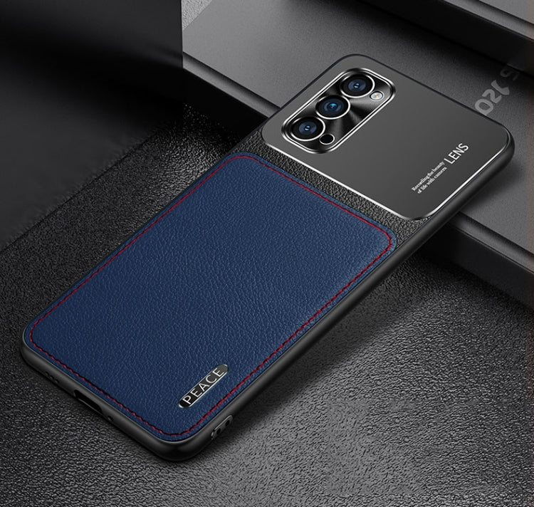 For OPPO Reno4 Pro Frosted Metal + Leather Texture Protective Case