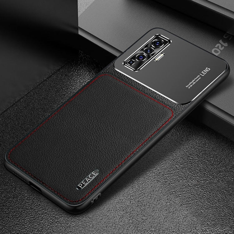 For vivo X50 Frosted Metal + Leather Texture Protective Case