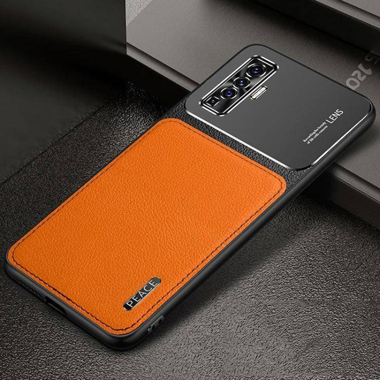 For vivo X50 Frosted Metal + Leather Texture Protective Case