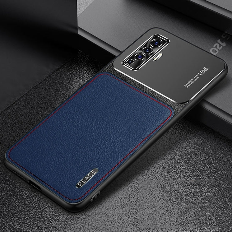 For vivo X50 Frosted Metal + Leather Texture Protective Case