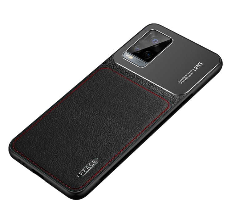 For vivo S7 Frosted Metal + Leather Texture Protective Case