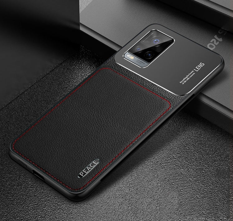 For vivo S7 Frosted Metal + Leather Texture Protective Case
