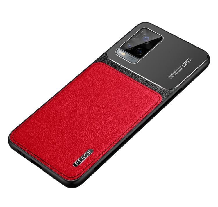 For vivo S7 Frosted Metal + Leather Texture Protective Case