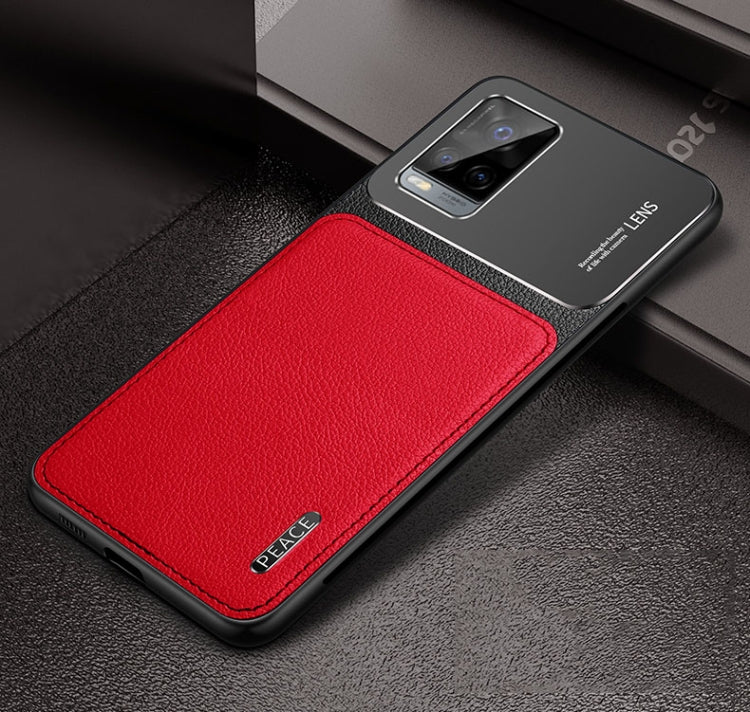 For vivo S7 Frosted Metal + Leather Texture Protective Case