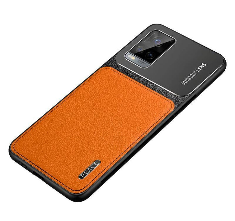 For vivo S7 Frosted Metal + Leather Texture Protective Case