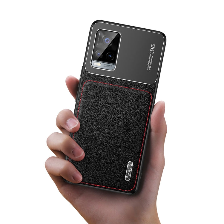 For vivo S7 Frosted Metal + Leather Texture Protective Case