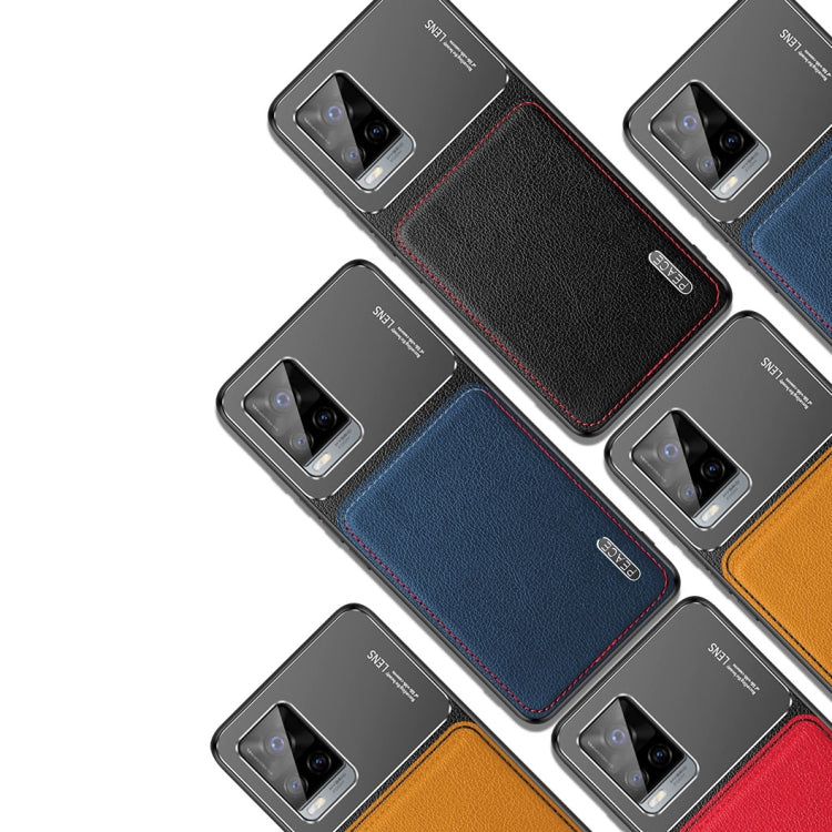 For vivo S7 Frosted Metal + Leather Texture Protective Case