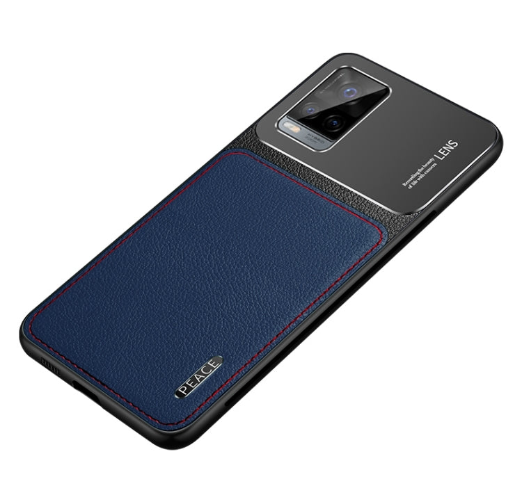 For vivo S7 Frosted Metal + Leather Texture Protective Case