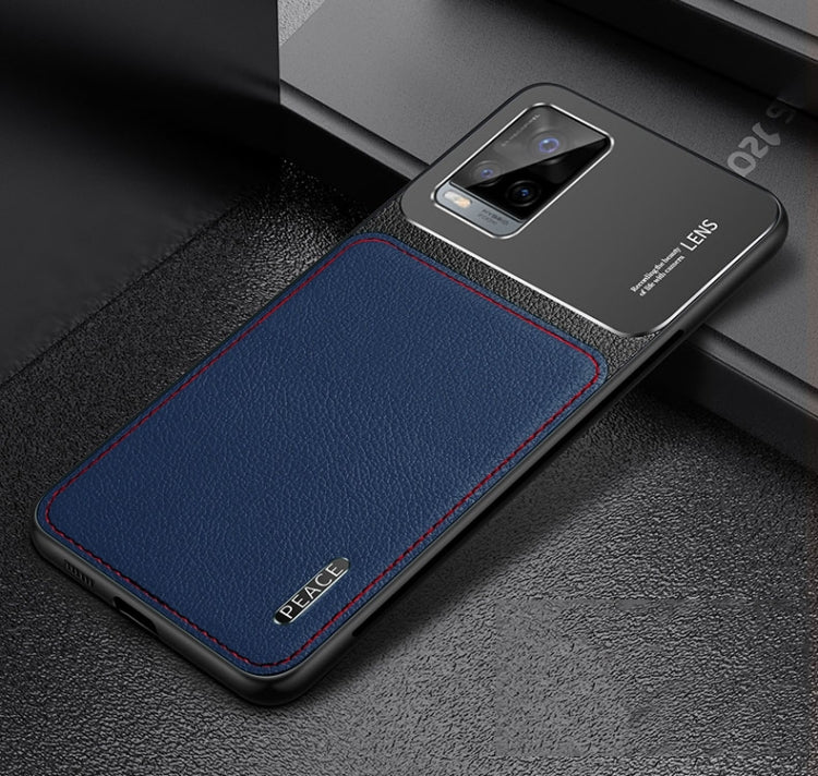 For vivo S7 Frosted Metal + Leather Texture Protective Case