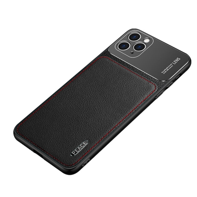 For iPhone 11 Frosted Metal + Leather Texture Protective Case