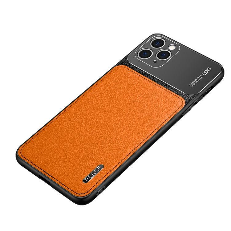 For iPhone 11 Frosted Metal + Leather Texture Protective Case