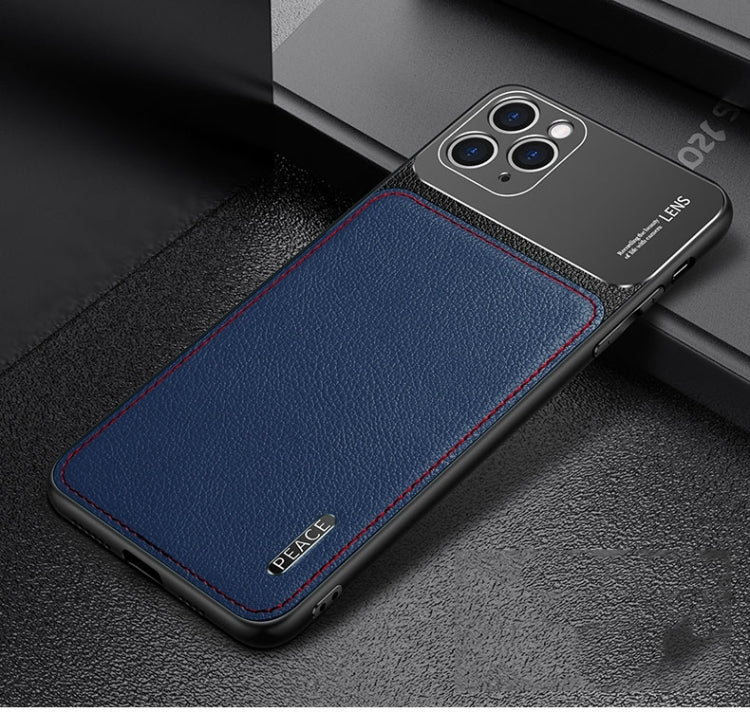 For iPhone 11 Frosted Metal + Leather Texture Protective Case