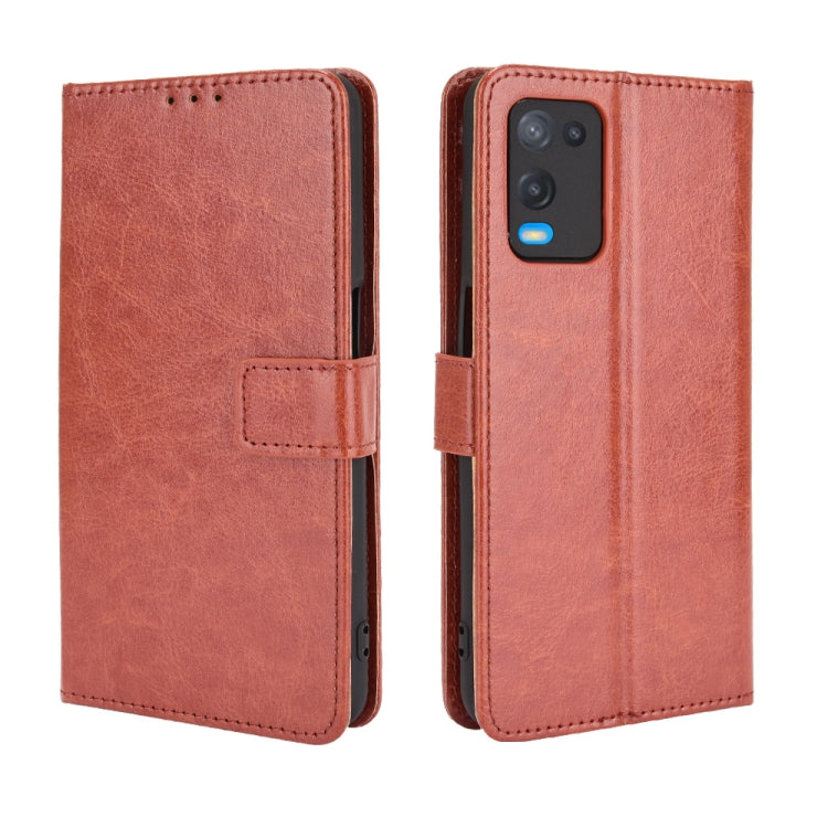 For OPPO A54 4G Retro Crazy Horse Texture Horizontal Flip Leather Case with Holder & Card Slots & Lanyard