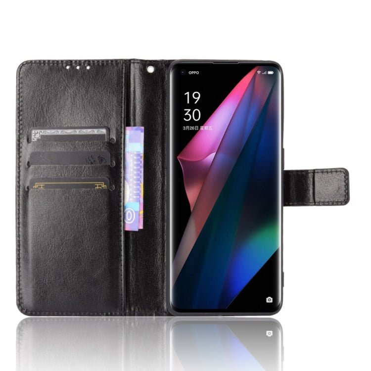 For OPPO Find X3 / Find X3 Pro Retro Crazy Horse Texture Horizontal Flip Leather Case with Holder & Card Slots & Lanyard