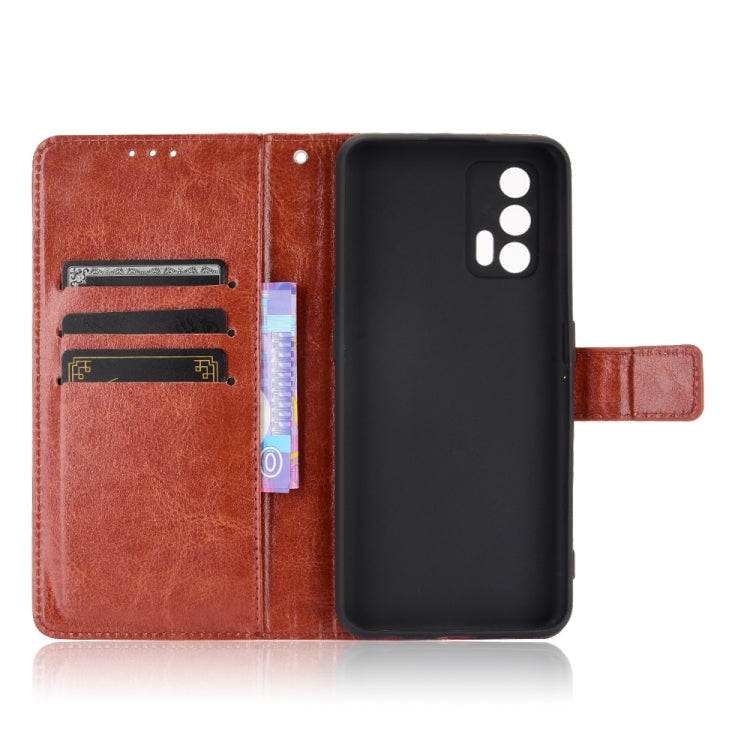 For OPPO Realme GT 5G Retro Crazy Horse Texture Horizontal Flip Leather Case with Holder & Card Slots & Lanyard