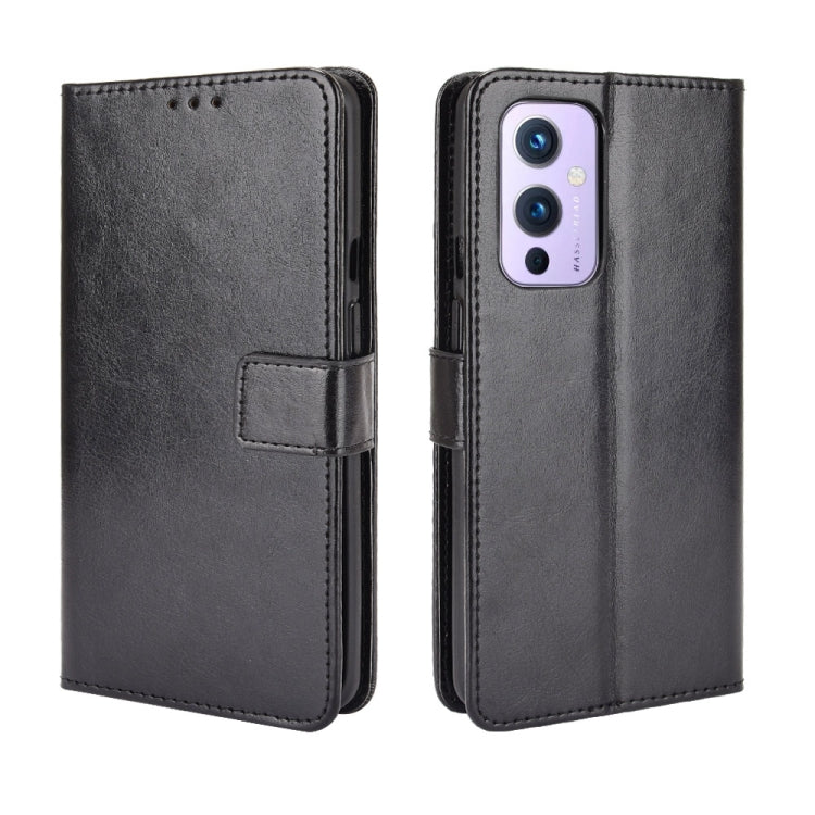 For OnePlus 9 (EU/US Version) Retro Crazy Horse Texture Horizontal Flip Leather Case with Holder & Card Slots & Lanyard
