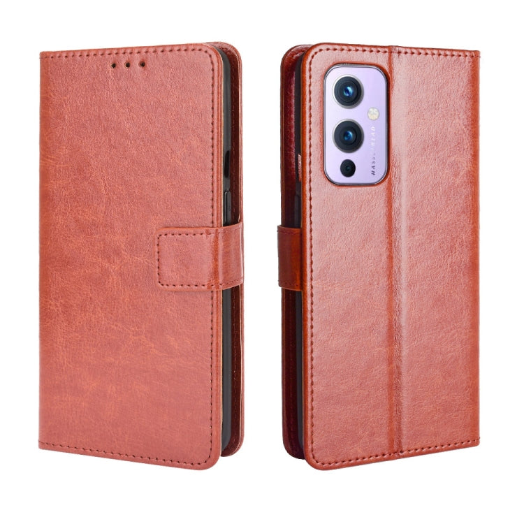 For OnePlus 9 (EU/US Version) Retro Crazy Horse Texture Horizontal Flip Leather Case with Holder & Card Slots & Lanyard