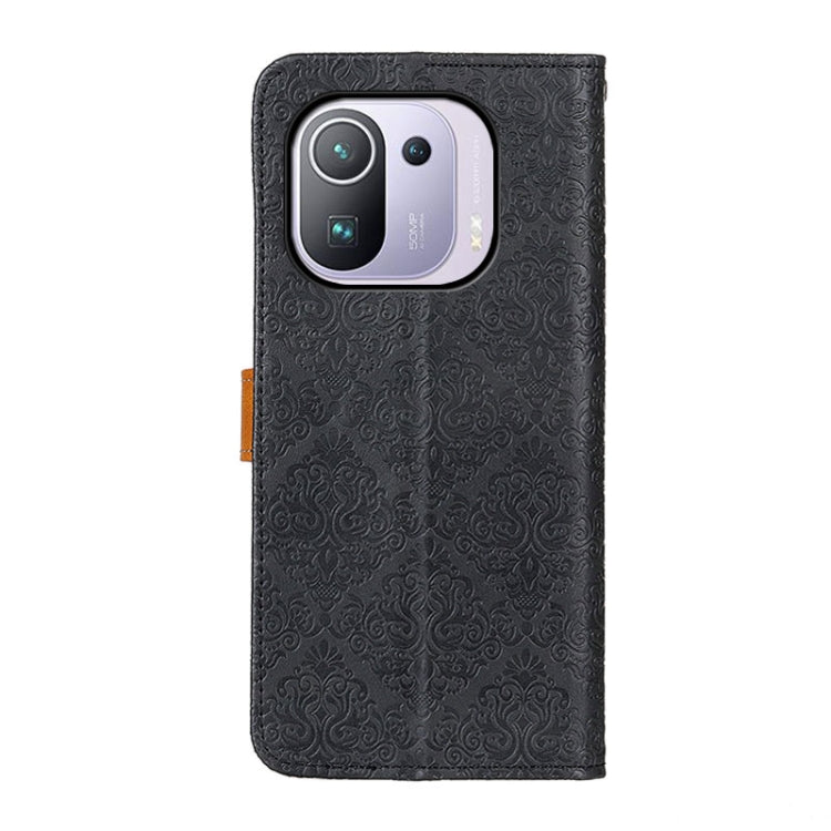 For Xiaomi Mi 11 Pro 5G / 4G European Floral Embossed Horizontal Flip PU Leather Case with Holder & Card Slots & Wallet & Photo Frame