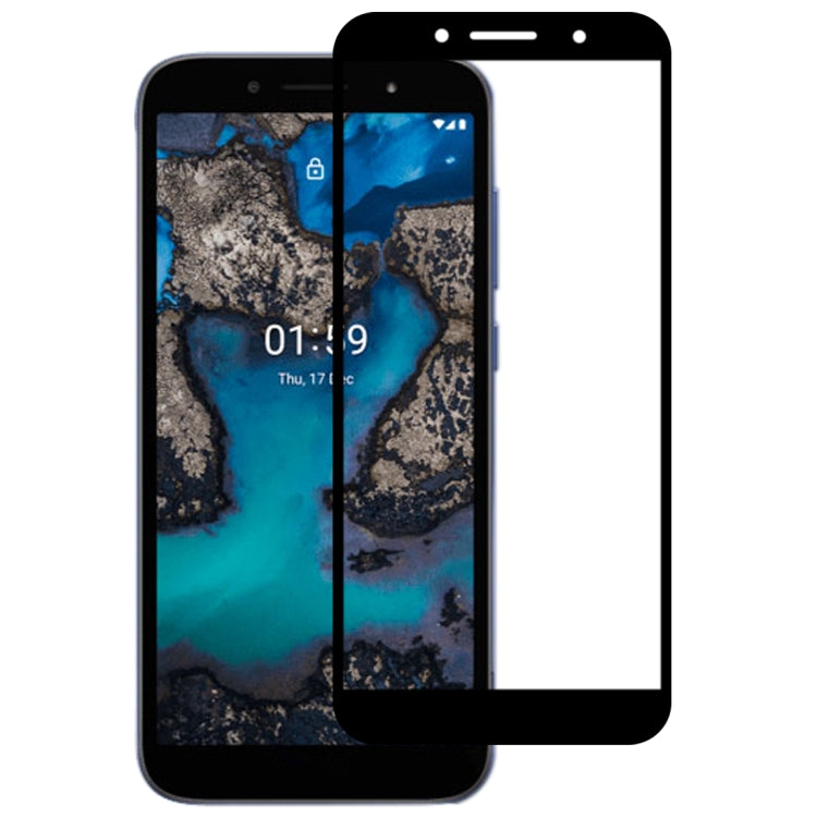 For Nokia C1 Plus Full Glue Full Screen Tempered Glass Film