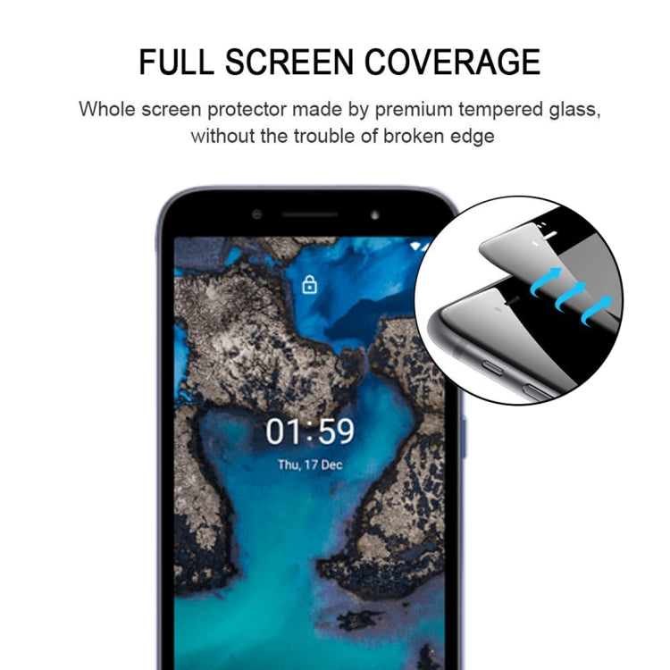 For Nokia C1 Plus Full Glue Full Screen Tempered Glass Film