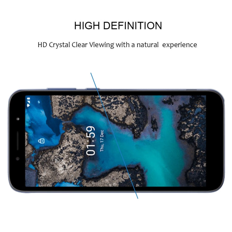For Nokia C1 Plus Full Glue Full Screen Tempered Glass Film