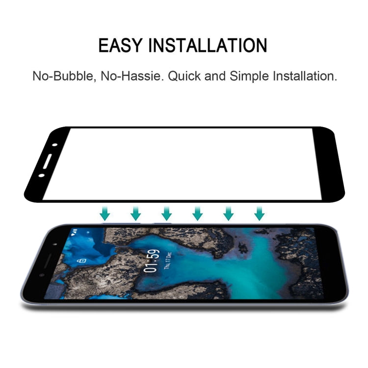 For Nokia C1 Plus Full Glue Full Screen Tempered Glass Film