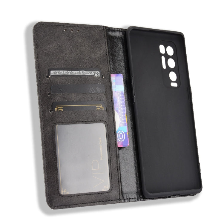 For OPPO Reno5 Pro Plus / Find X3 Neo Magnetic Buckle Retro Crazy Horse Texture Horizontal Flip Leather Case with Holder & Card Slots & Photo Frame