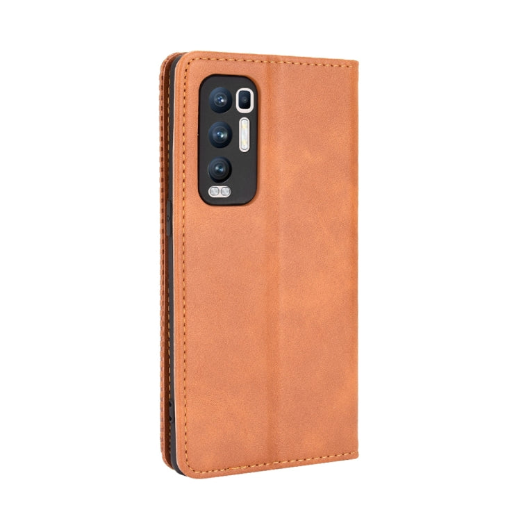 For OPPO Reno5 Pro Plus / Find X3 Neo Magnetic Buckle Retro Crazy Horse Texture Horizontal Flip Leather Case with Holder & Card Slots & Photo Frame