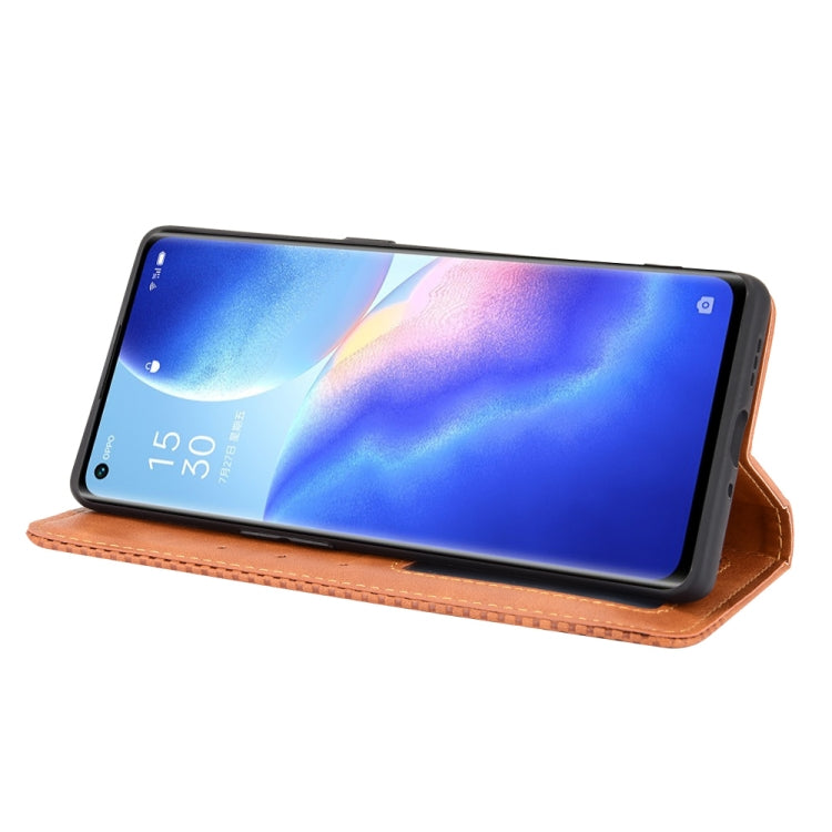 For OPPO Reno5 Pro Plus / Find X3 Neo Magnetic Buckle Retro Crazy Horse Texture Horizontal Flip Leather Case with Holder & Card Slots & Photo Frame