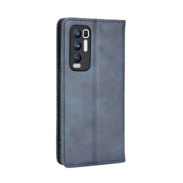 For OPPO Reno5 Pro Plus / Find X3 Neo Magnetic Buckle Retro Crazy Horse Texture Horizontal Flip Leather Case with Holder & Card Slots & Photo Frame