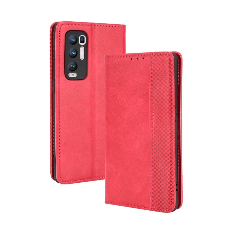 For OPPO Reno5 Pro Plus / Find X3 Neo Magnetic Buckle Retro Crazy Horse Texture Horizontal Flip Leather Case with Holder & Card Slots & Photo Frame