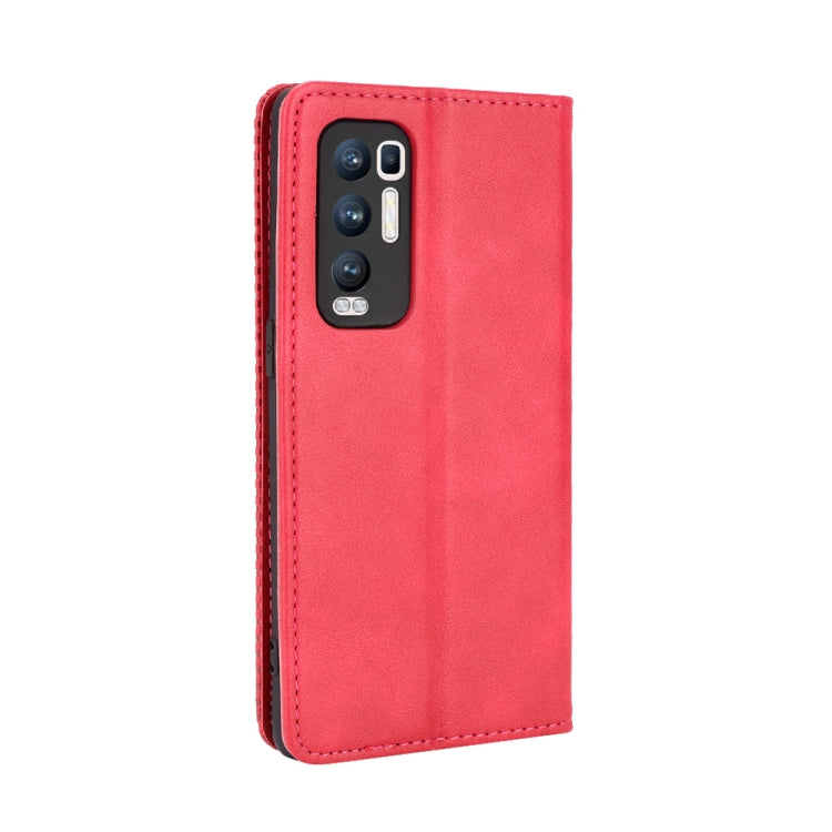 For OPPO Reno5 Pro Plus / Find X3 Neo Magnetic Buckle Retro Crazy Horse Texture Horizontal Flip Leather Case with Holder & Card Slots & Photo Frame
